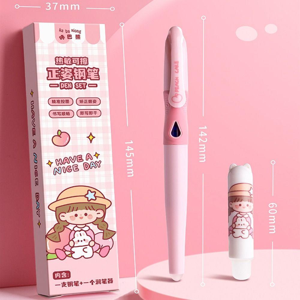 Mmluck Bộ Bút Máy Có Thể Tẩy Nhiệt Màu Xanh Dương Ngòi 0.5mm Viết Thư Pháp Cho Bé