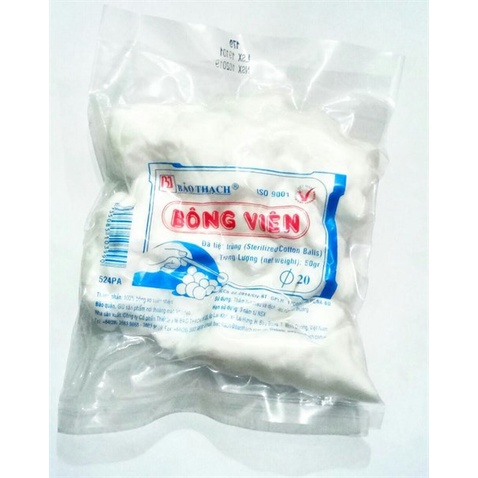 Bông viên y tế Tiệt trùng Bảo Thạch 50gr đường kính 2cm