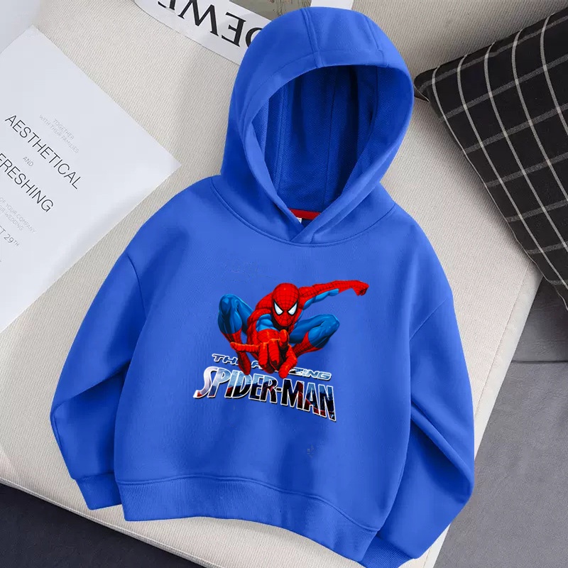 Lolocee Áo hoodie In Hình Người Nhện marvel Thời Trang Mùa Đông Cho Bé Trai