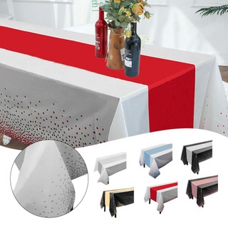【Big Discounts】Disposable Runner Plastic Tablecloth Polyester Sequin Runners Table Decoration#BBHOOD