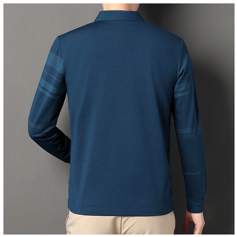 Áo Thun polo Tay Dài Dáng Rộng Màu Trơn In Họa Tiết Kẻ Sọc Đơn Giản Có Túi Thời Trang Cho Nam