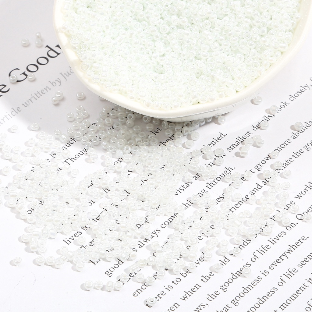 Set 500 / 250 Túi Hạt Thủy Tinh Màu Kem 2mm / 3mm Làm Trang Sức Thủ Công diy