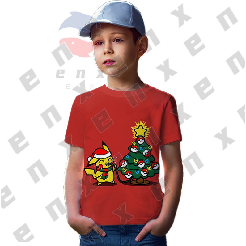 Áo Thun Tay Ngắn In Họa Tiết Hoạt Hình pikachu 3d Thời Trang Giáng Sinh Cho Nam Và Nữ