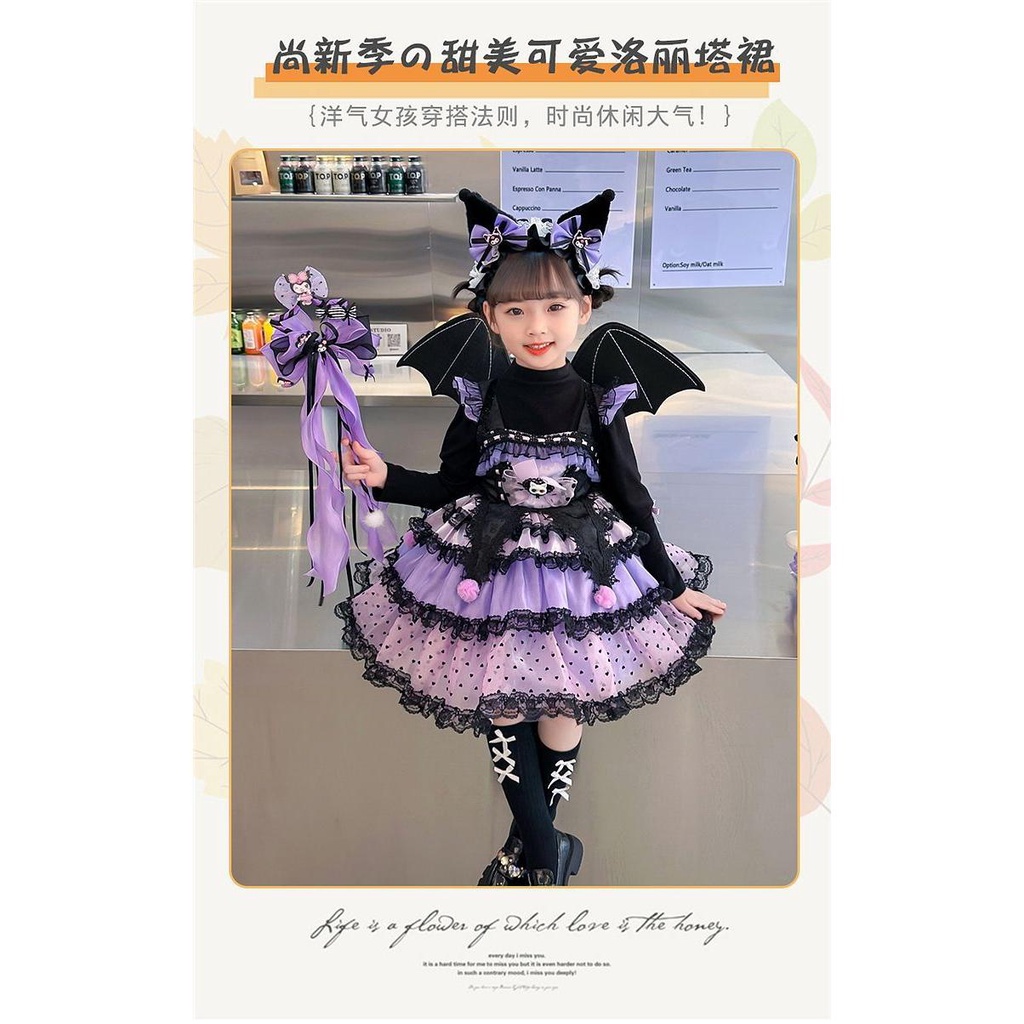 Kuromi Đầm lolita Dáng Dài Xinh Xắn Theo Phong Cách Thu Đông Dành Cho Bé