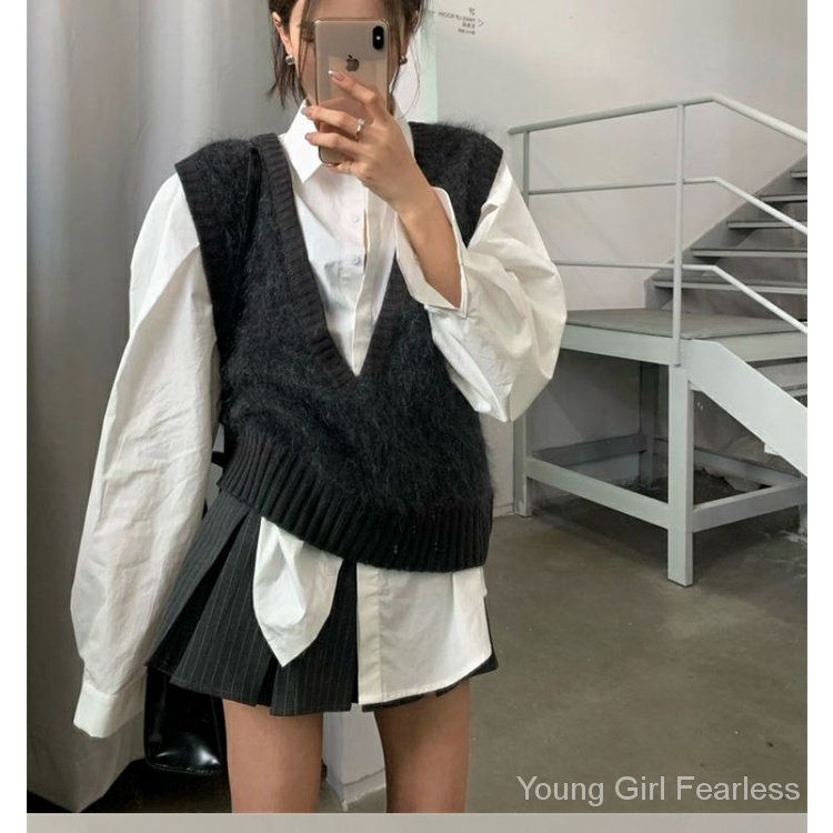 Áo Khoác Len Nữ Cộc Tay Cổ Chữ v Thời Trang