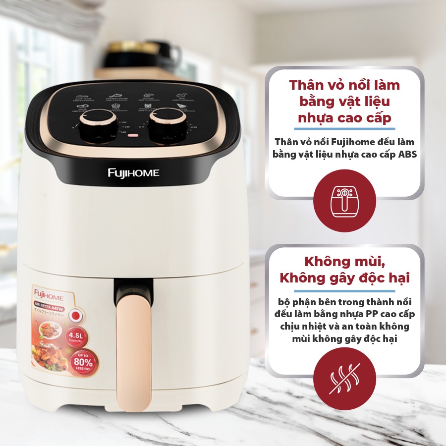 Nồi chiên không dầu FujiHome nhập khẩu, Lò chiên không dầu Nhật Bản công suất 1400W - Bảo hành 18 tháng