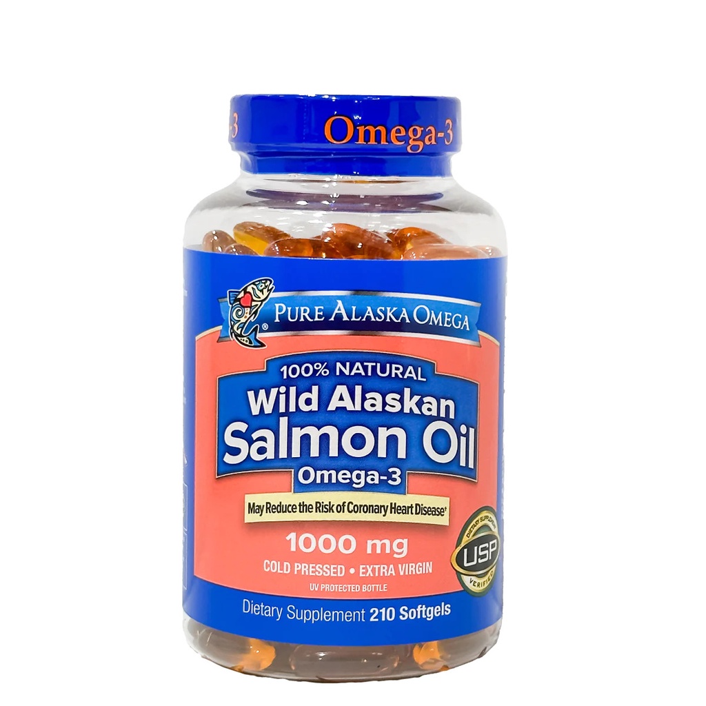 Dầu cá hồi pure alaska omega 3 wild salmon oil 1000mg hộp 210 viên Healthy Care Quatangme1