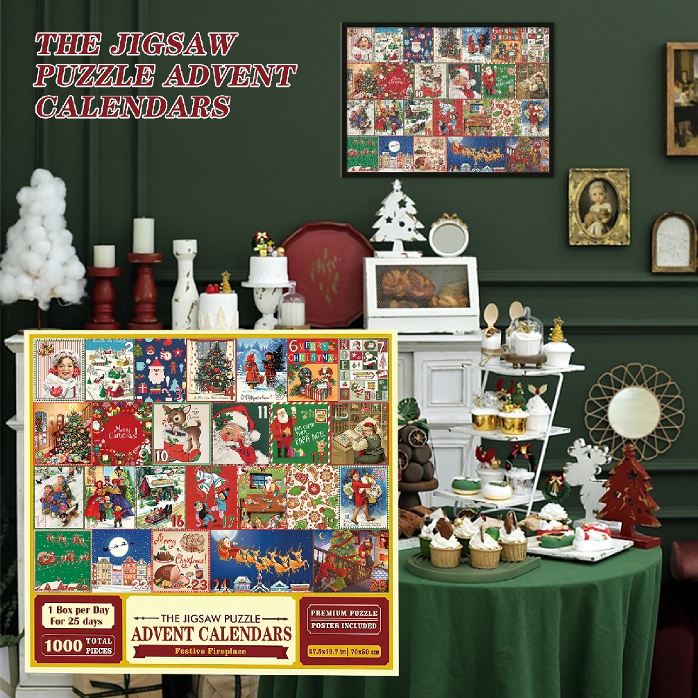 Christmas Advent Calendar Jigsaw Puzzle Christmas Holiday Puzzle for Kids Gifts