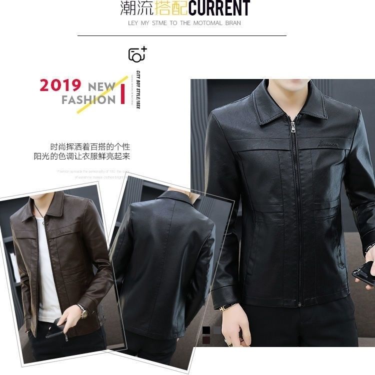 Áo Khoác Da pu Lót Lông Cừu Phong Cách Hàn Quốc Thời Trang Thu Đông Cho Nam