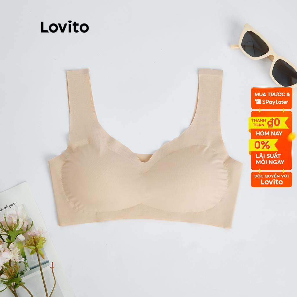 Áo bra Lovito phong cách cơ bản màu trơn thường ngày cho nữ LNE06014 (màu mơ/ đen)