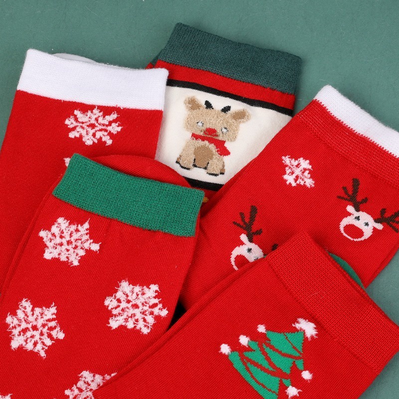 Vớ Dày Trung Bình Giữ Ấm Họa Tiết Hoạt Hình Giáng Sinh Năm Mới Vui Nhộn Cho Nữ