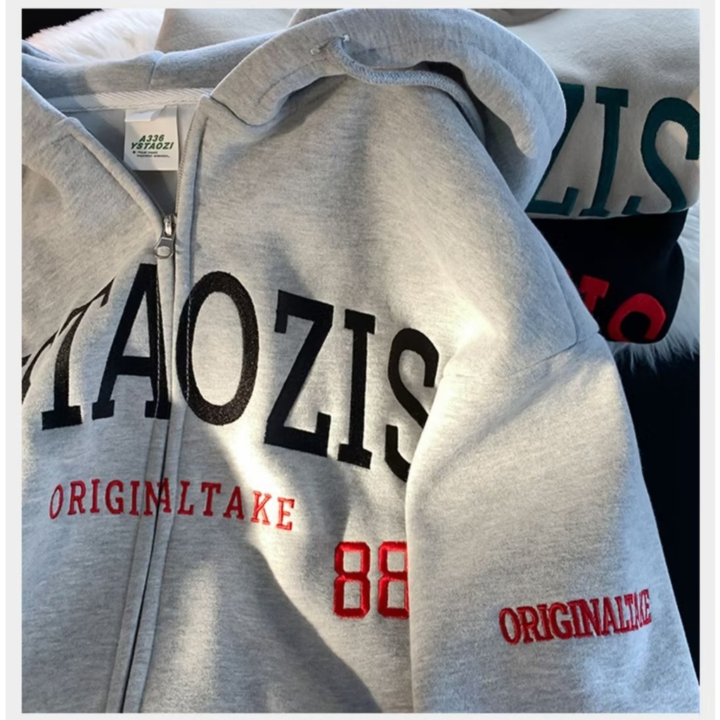 Áo hoodie Dáng Rộng Có Khóa Kéo plus size m-8xl Phong Cách Hàn Quốc Cho Nam Giới