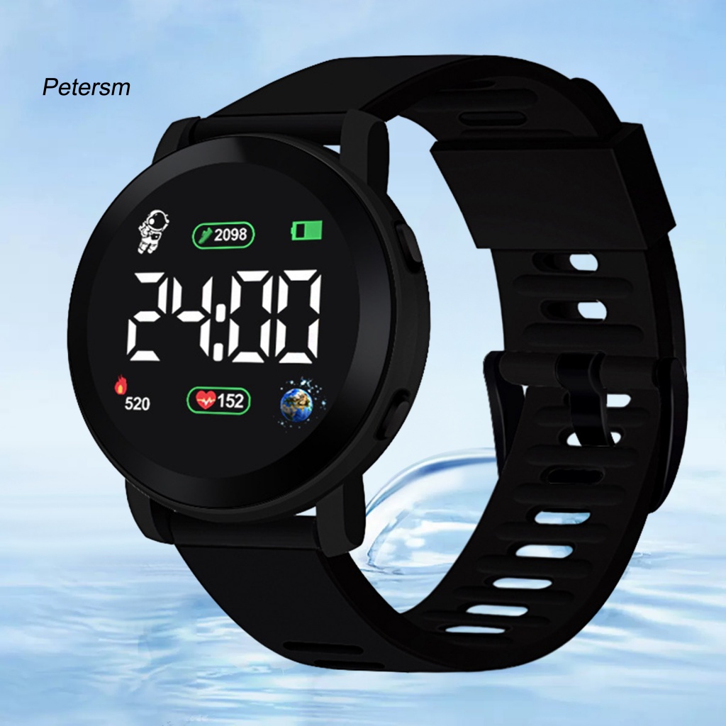 Pp Đồng Hồ Đeo Tay Điện Tử Hiển Thị led Chống Thấm Nước Kiểu Dáng Thể Thao Cho Bé Trai