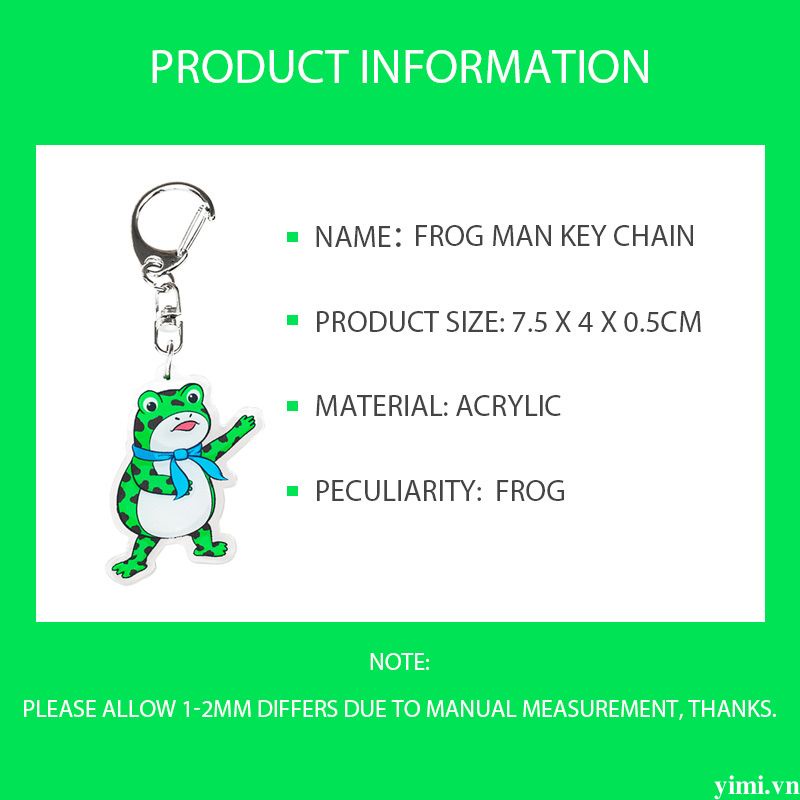🌈🌈Móc khóa hình chú ếch vui nhộn đơn giản dễ thương mặt dây chuyền hoạt hình chìa khóa quà tặng sinh nhật