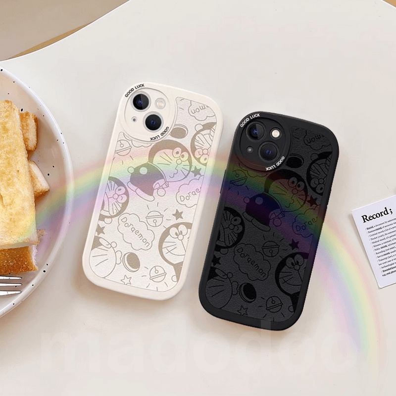 Doraemon Couple Casing Redmi 12C A1 A2 10 10C 10A 9A 9C 9T Note 12 11 11S 10S 9S 9 Pro 8 7 2022 4G 5G Mi POCO X5 X3 NFC K20 14 13T 10T Cute Oval Cartoon Couple Phone Case Full Fine Hole Shockproof Soft Back Cover XPN 91