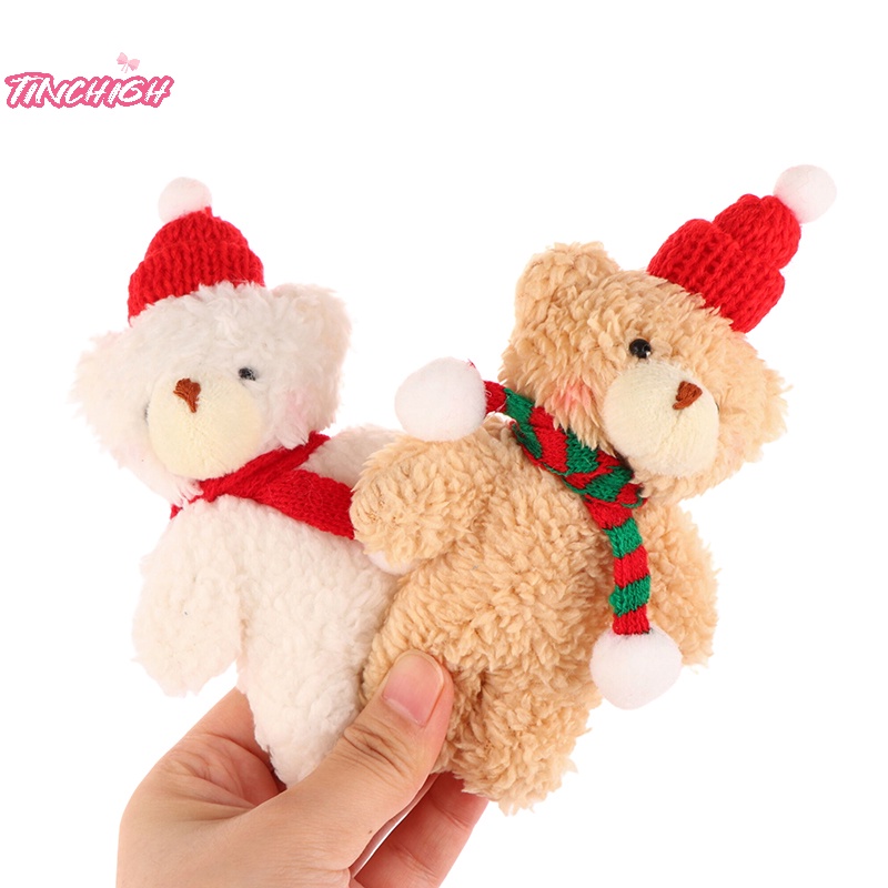 Móc Khóa Gấu Bông Giáng Sinh Dễ Thương Dệt Kim Mũ Khăn Choàng Dài Trang Trí Ba Lô