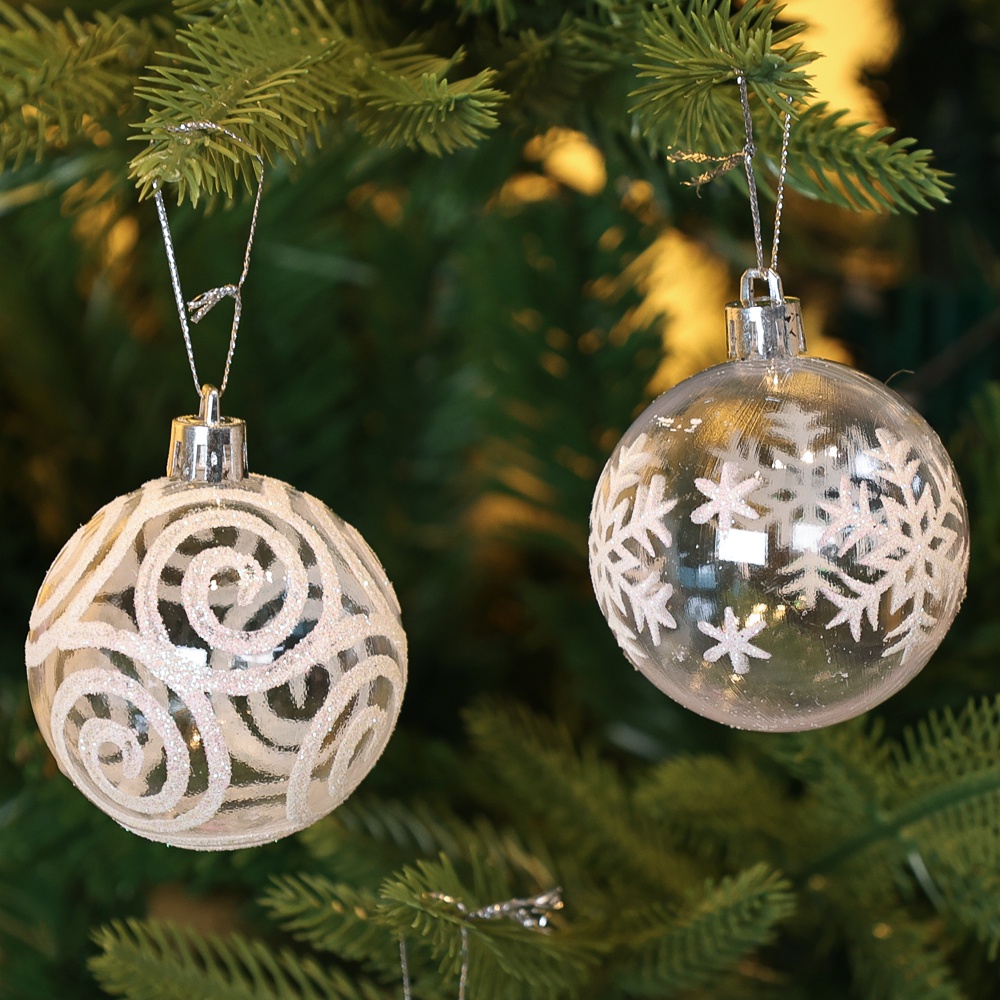 Set 6 / 12 / 24 Quả Cầu Tuyết Trong Suốt Trang Trí Cây Thông Noel diy