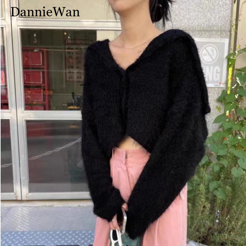 DannieWan Áo Len áo khoác cardigan Xu hướng hàn quốc Vintage Đơn giản A91K5S9 39Z230928