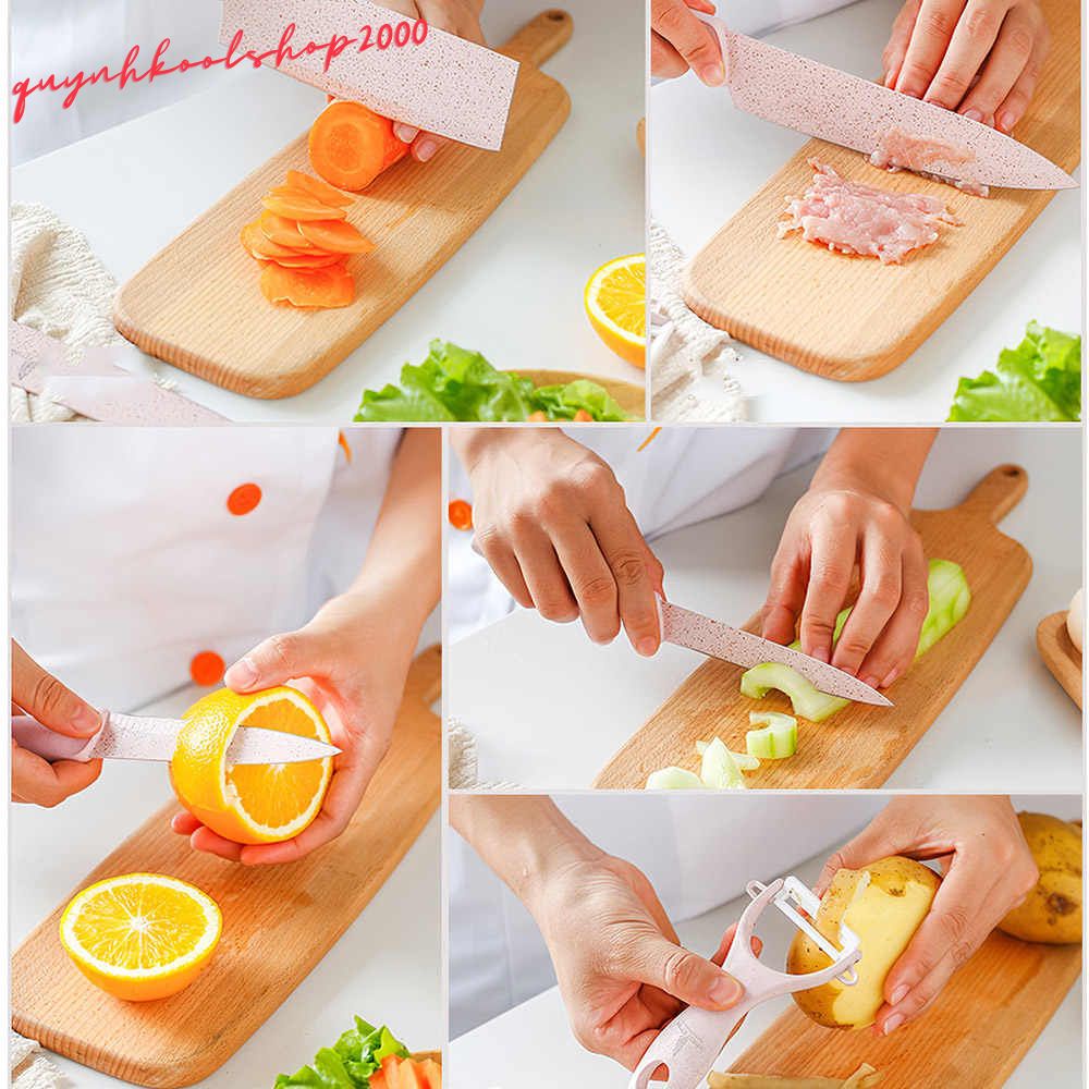 Bộ Dao Nhà Bếp Lúa Mạch Kháng Khuẩn 6 Món Siêu Chắc, Siêu Bền