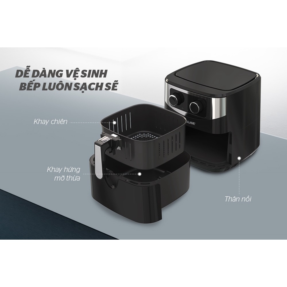 Nồi chiên không dầu Sunhouse SHD4062 6.0L, công nghệ Rapid Air giảm đến 80% lượng chất béo - Chính hãng - SSHOP OFFICIAL
