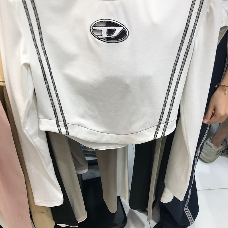 Áo Thun cotton Tay Dài Cổ Tròn Màu Trơn Dáng Ôm Thời Trang