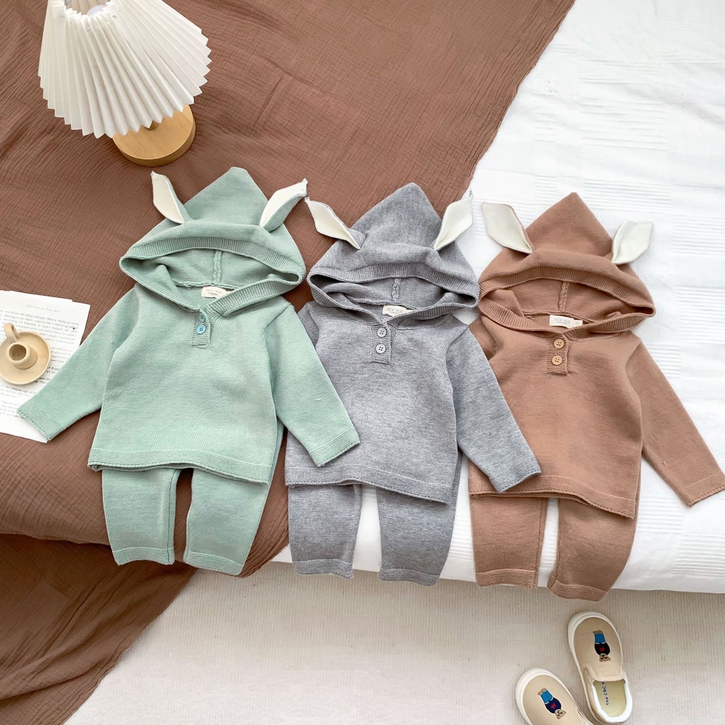 Set Đồ Mùa Thu 2 Món Gồm Áo Hoodie Tay Dài Màu Trơn + Quần Dài Màu Trơn Cho Bé Sơ Sinh 0-24 Tháng Tuổi