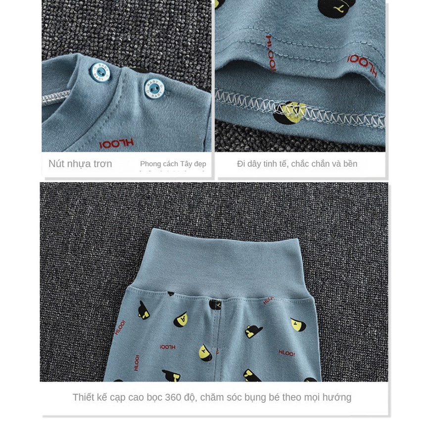 Bộ Đồ Ngủ Vải cotton Lưng Cao Thời Trang Xuân Thu Cho Bé