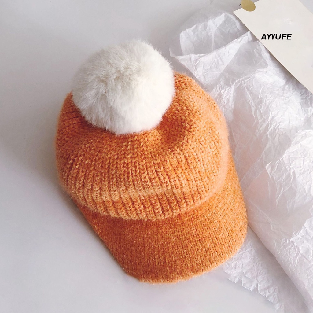 Ayyufe Mũ Lưỡi Trai Dệt Kim Màu Trơn Đính Bóng Lông Thời Trang Thu Đông Cho Bé