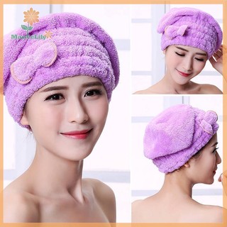 Lily Mũ Tắm Trùm Đầu Làm Khô Tóc Nhanh Chóng Đính Nơ Dành Cho Nữ uuu