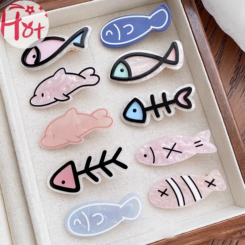 Kẹp Tóc Hình Xương Cá Nhỏ Dễ Thương Phong Cách Nhật Bản