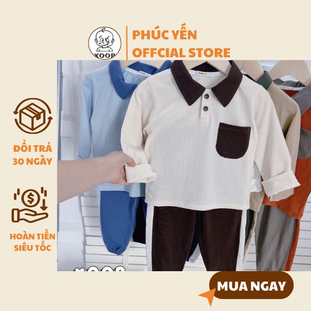Đồ Bộ dài tay XOOP cổ đức cotton 100% có túi áo,quần kiểu cho bé  XD35,Bộ thời trang Shop Phúc Yến