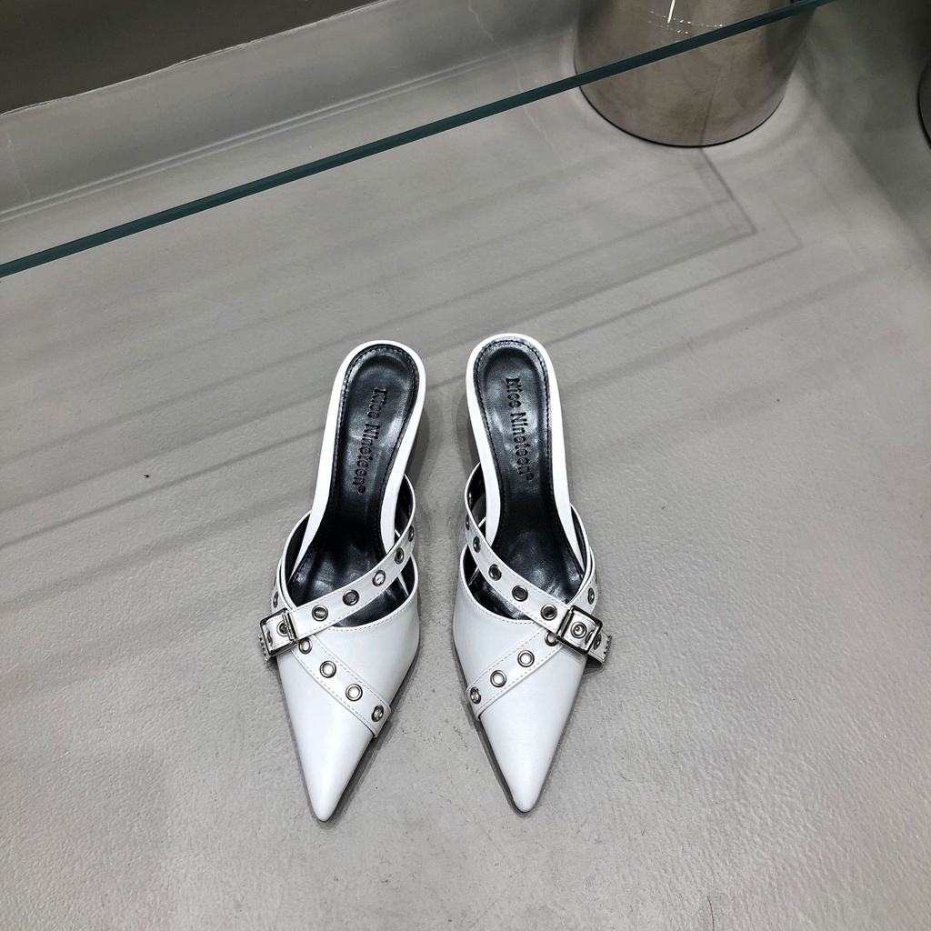 Dép Cao Gót Phối Khóa Kim Loại Thời Trang 2023 Cho Nữ