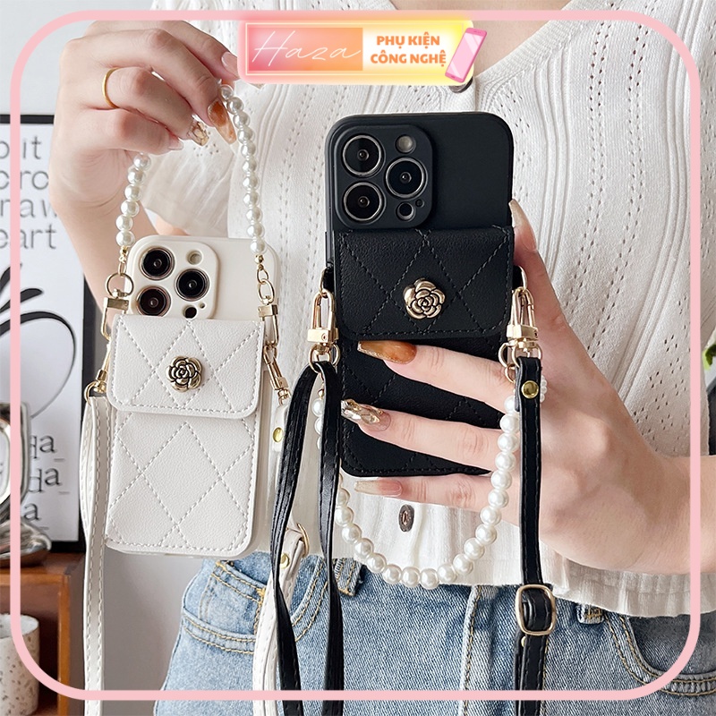 Ốp Điện Thoại Ví Hoa Kim Loại Iphone Dây Đeo Chéo