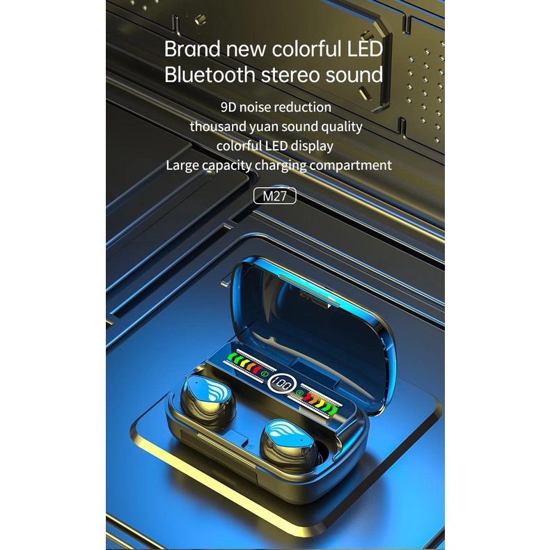 Tai Nghe Không Dây tws m27 bluetooth 5.3 Chống Nước