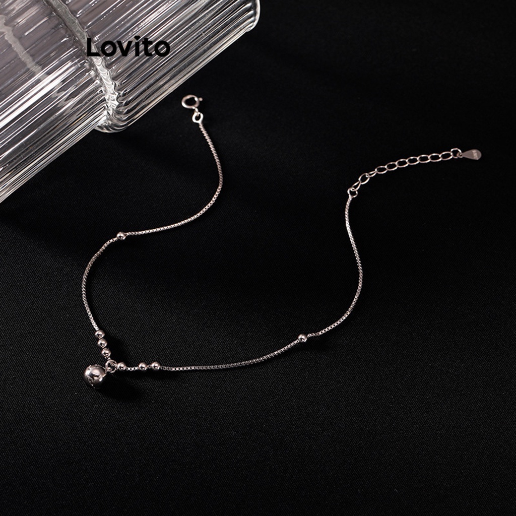 Lovito Vòng chân kim loại trơn thông thường dành cho nữ LFA02109