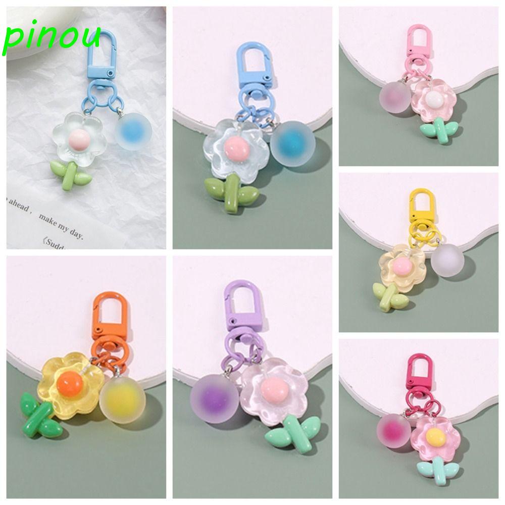 Móc Chìa Khóa Bằng acrylic Trong Suốt Hình Hoa Hoạt Hình Phong Cách Hàn Quốc diy