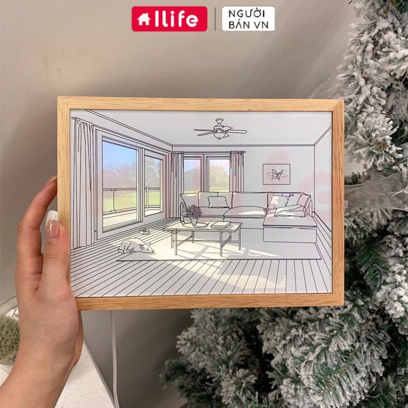 ILIFE Tranh Đèn Led Mèo 3 màu Phát Sáng,Đèn Led Chạm Khắc Giấy 3D Dùng Trang Trí Phòng Ngủ Sáng Tạo