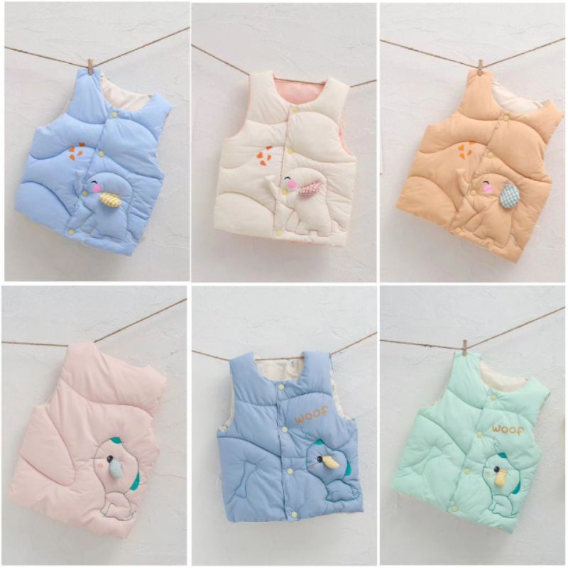 Áo phao gile voi hổ siêu nhẹ cổ tròn quảng châu cho bé 8-25kg