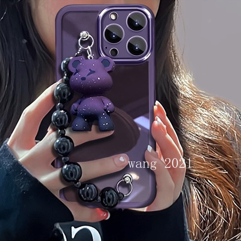 Ốp Điện Thoại Dẻo Trong Suốt Màu Trơn Kèm Vòng Đeo Tay & Búp Bê Dễ Thương Cho vivo y17s 5g 2023 vivoy17s