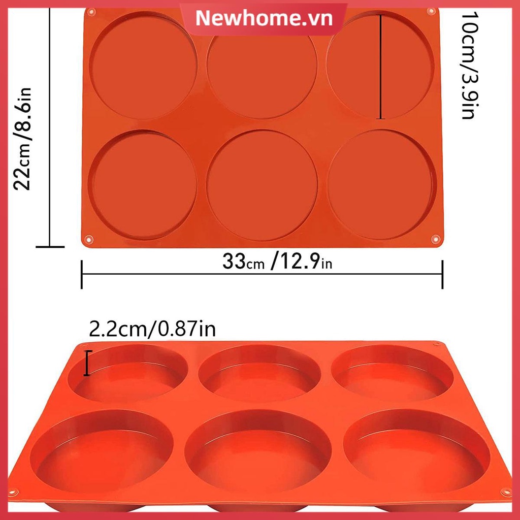 2 Khuôn Nướng Bánh 6 Ngăn Bằng silicone Chống Dính Kích Thước Lớn Có Thể Tái Sử Dụng Cho Nhà Bếp shoptkc1954