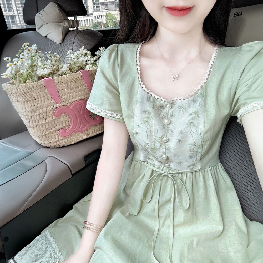 Đầm Dáng Chữ a Cổ Vuông Lưng Cao Phong Cách Thời Trang Hàn Quốc Dành Cho Nữ