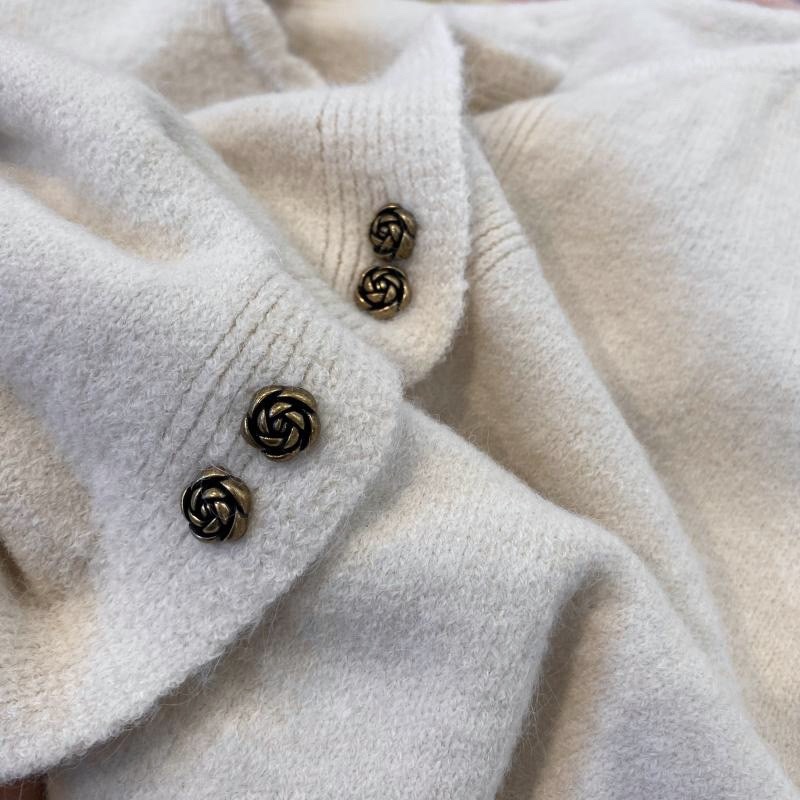 Áo cardigan, Áo Len, Áo Khoác Chất Len Lông Dày Dặn, Ấm Áp Màu Hồng Trắng, Cúc Hoa