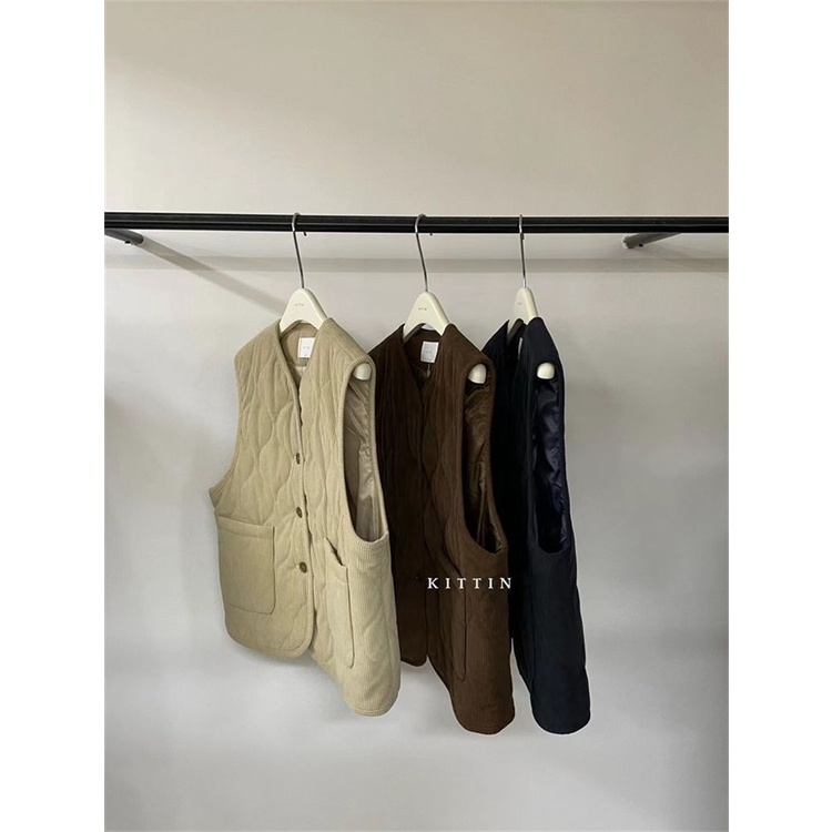 Áo Khoác cotton Sát Nách Dáng Rộng Phong Cách Hàn Quốc Thời Trang Thu Đông Mới