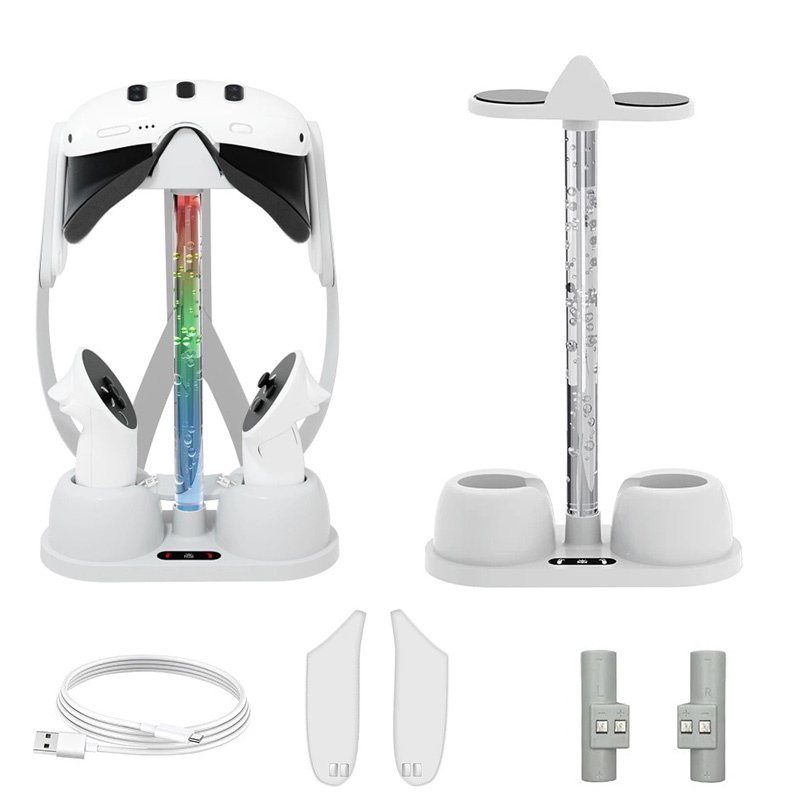 Đế sạc cho tai nghe Meta Quest 3 VR Đế sạc Trạm sạc cho Meta Quest 3 Đèn RGB Đế lưu trữ