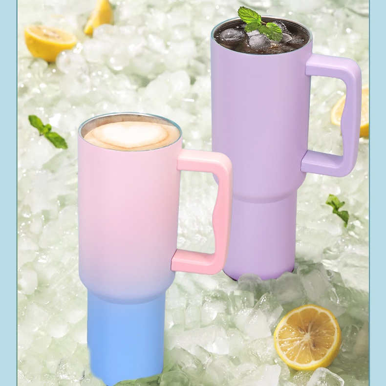 Bình Đựng Nước 1200ml Bằng Thép Không Gỉ Có Tay Cầm Và Ống Hút 40oz