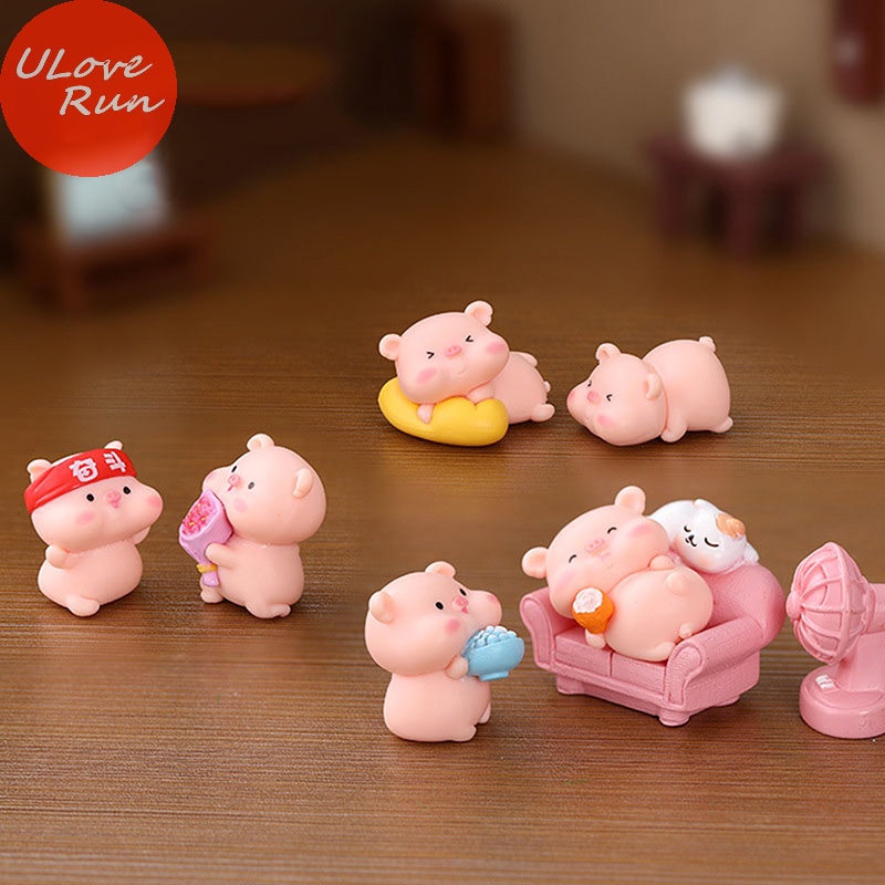 Uloverun 1 Mô Hình Chú Heo Hoạt Hình mini Trang Trí Tiểu Cảnh Để Bàn