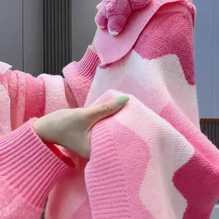 Jh Hàng Có Sẵn Áo sweater Dệt Kim Cao Cấp Phong Cách Châu Âu Màu Hồng Thời Trang Mới 2023