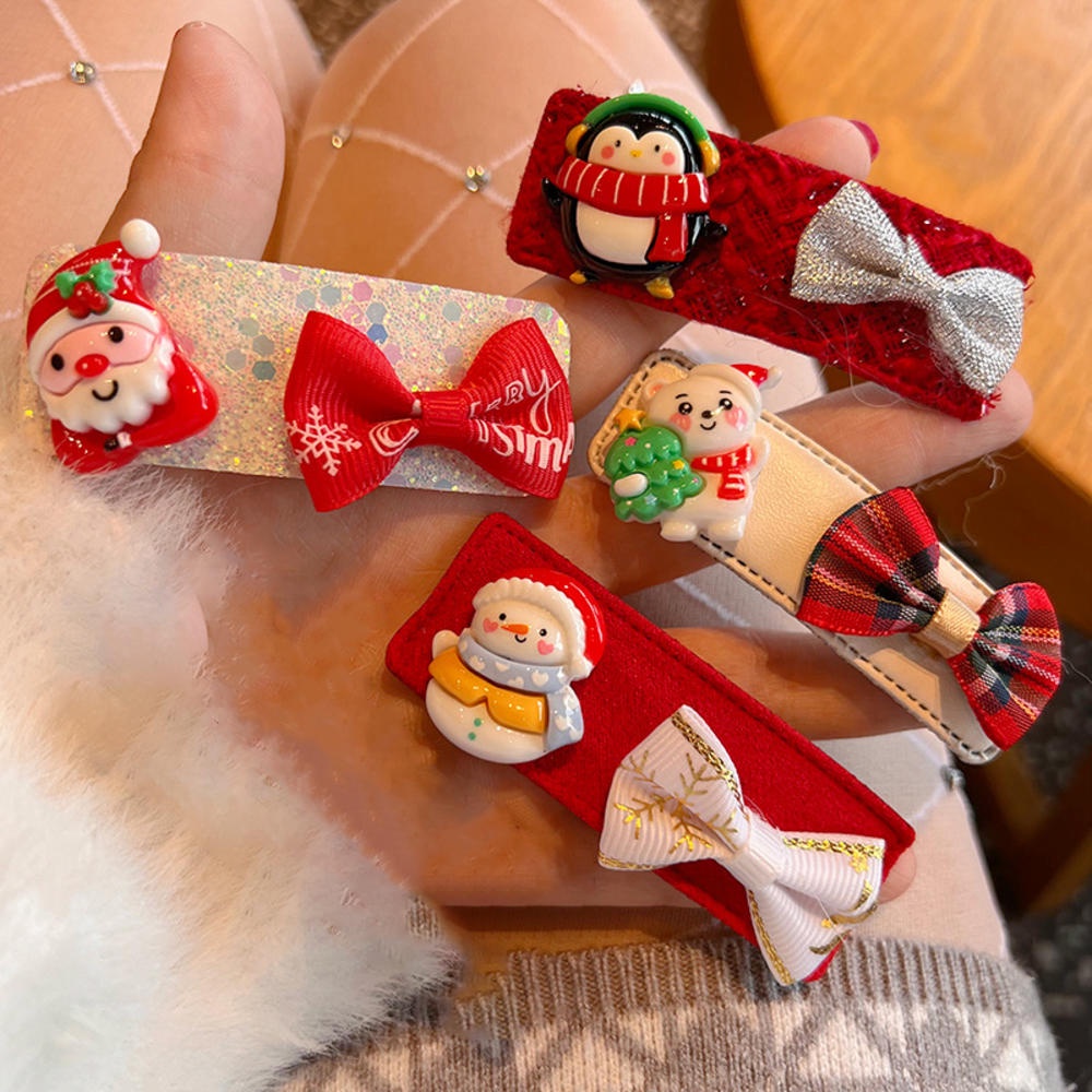 Mới Kẹp Tóc Hình Ông Già Noel / Người Tuyết Đính Kim Sa Lấp Lánh