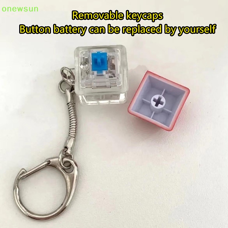 Móc Khóa Đèn led onewsun Mercerit + 1 Nút Bàn Phím Cơ Giảm Căng Thẳng Mới