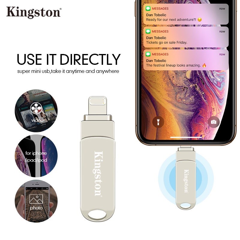 Usb Ổ Đĩa flash 2 Trong 1 Bằng Kim Loại kingston 256g 512g 1t Cho iphone